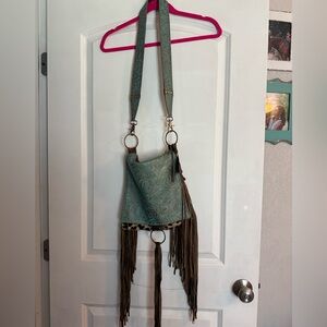 Bohemian Fringe Shoulder Bag in Teal
